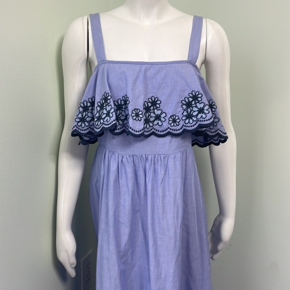 Kate Spade Daisy Floral Embroidered Patio Dress, Broome Street Blue Size Medium - Picture 4 of 10